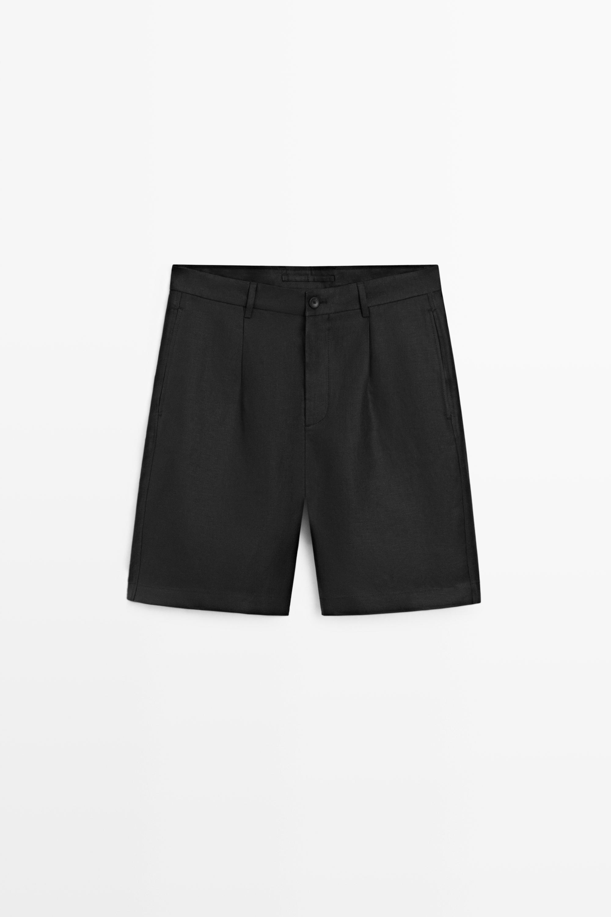 Linen Bermuda shorts with darts